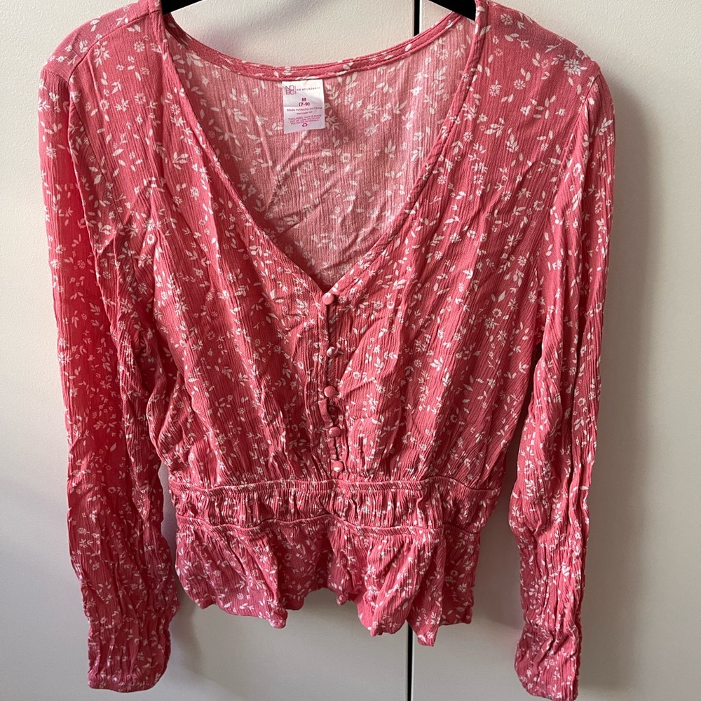 Floral long sleeve crop top